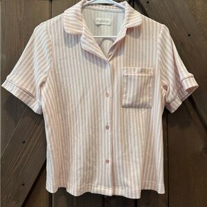 Striped Pink and White Button-Up Shirt